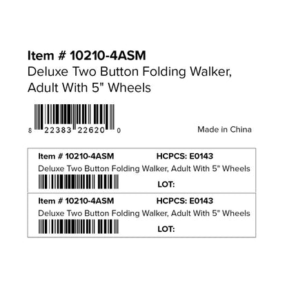 Deluxe Folding Walker with Wheels